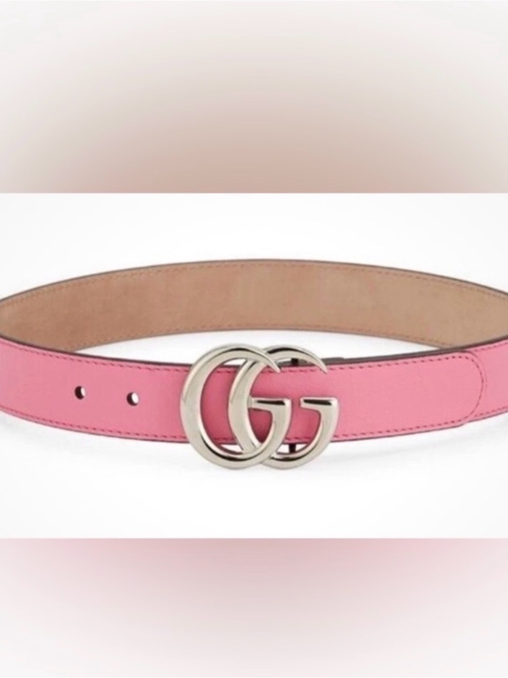Gucci Pink Leather Double G Buckle Belt Little Girls with Dustbag